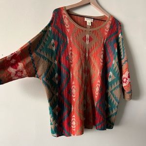 Ralph Lauren Aztec Print Sweater in Orange & Turquoise